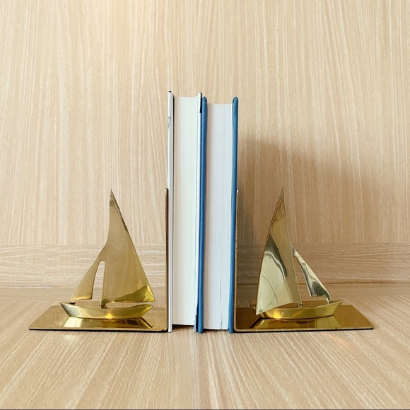 Vintage Brass Decorative Sailboat Bookends